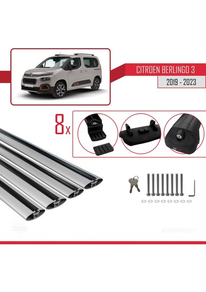 Citroen Berlingo 2019 ve Sonrası ile Uyumlu Ace-1 Ara Atkı Tavan Barı Gri 4 Adet Bar indirimleri