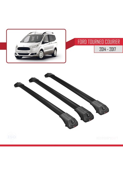 Ford Tourneo Courier 2014-2017 Arası ile Uyumlu Ace-1 Ara Atkı Tavan Barı Siyah 3 Adet Bar modelleri