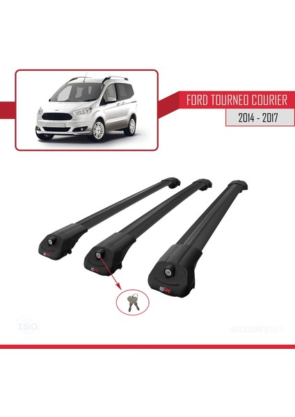 Ford Tourneo Courier 2014-2017 Arası ile Uyumlu Ace-1 Ara Atkı Tavan Barı Siyah 3 Adet Bar fırsatları
