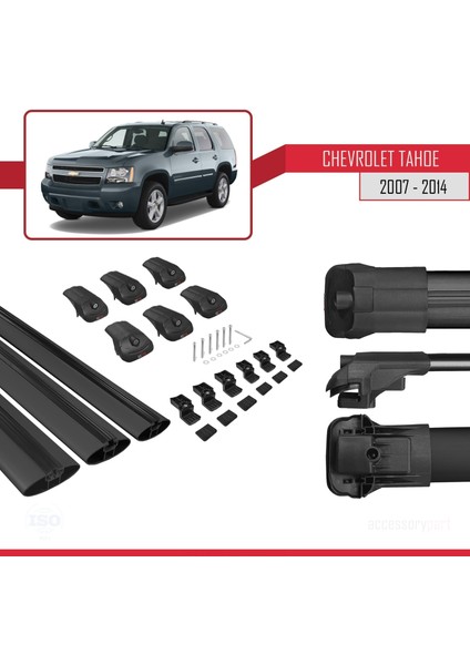 Chevrolet Tahoe 2007-2014 Arası ile Uyumlu Ace-1 Ara Atkı Tavan Barı Siyah 3 Adet Bar
