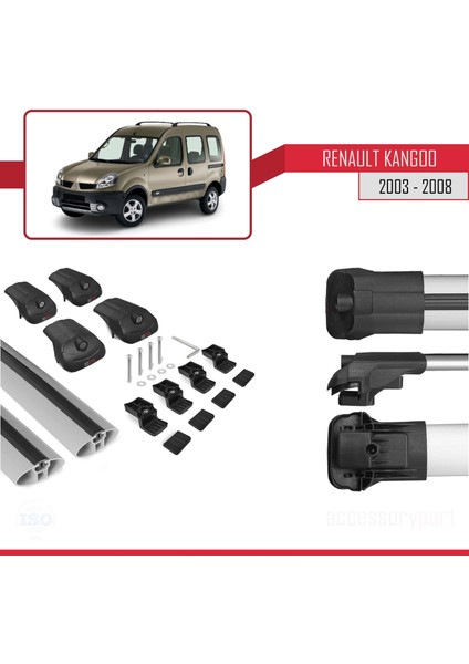 Renault Kangoo 2003-2008 Arası ile Uyumlu Ace-1 Ara Atkı Tavan Barı Gri