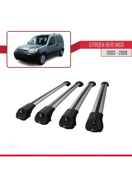 Citroen Berlingo 2003-2008 Arası ile Uyumlu Ace-1 Ara Atkı Tavan Barı Gri 4 Adet Bar modelleri