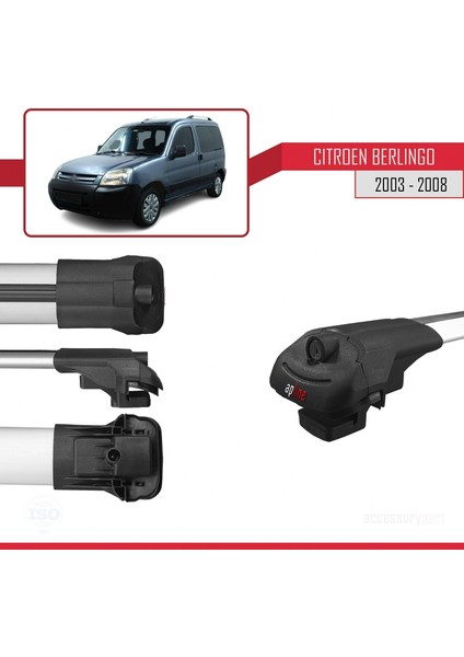 Citroen Berlingo 2003-2008 Arası ile Uyumlu Ace-1 Ara Atkı Tavan Barı Gri 4 Adet Bar fırsatları
