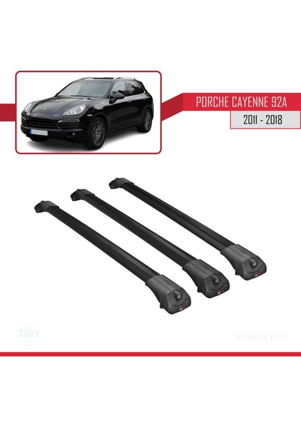 Porsche Cayenne 92A 2011-2018 Arası ile Uyumlu Ace-1 Ara Atkı Tavan Barı Siyah 3 Adet Bar modelleri