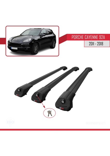 Porsche Cayenne 92A 2011-2018 Arası ile Uyumlu Ace-1 Ara Atkı Tavan Barı Siyah 3 Adet Bar fırsatları