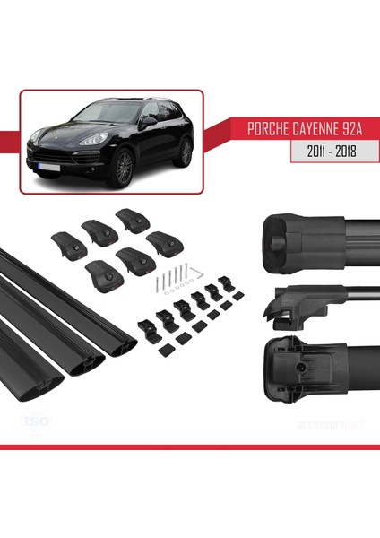 Porsche Cayenne 92A 2011-2018 Arası ile Uyumlu Ace-1 Ara Atkı Tavan Barı Siyah 3 Adet Bar indirimleri