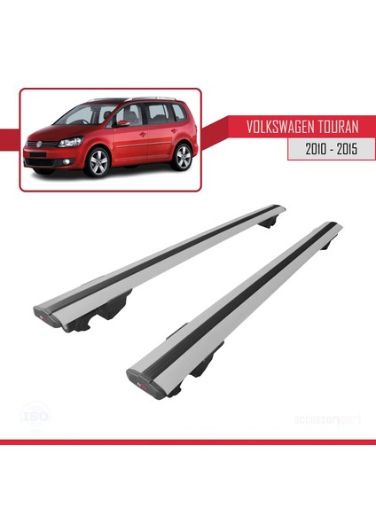Volkswagen Touran 2010-2015 Arası ile Uyumlu Hook Model Anahtar Kilitli Ara Atkı Tavan Barı Gri modelleri