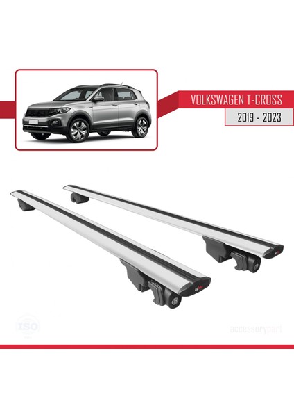 Volkswagen T-Cross (C11) 2019 ve Sonrası ile Uyumlu Hook Model Anahtar Kilitli Ara Atkı Tavan Barı Gri fırsatları