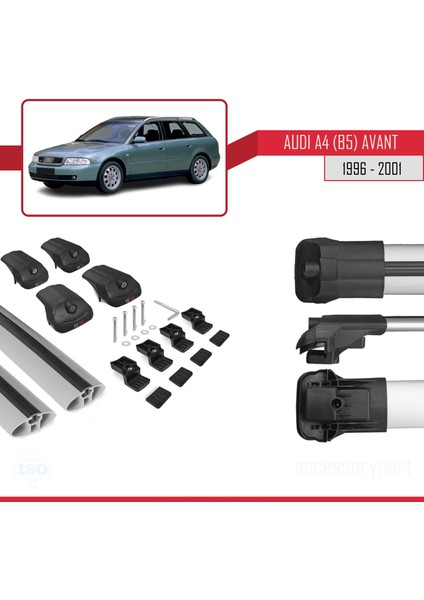 Audi A4 Avant (B5) 1996-2001 Arası ile Uyumlu Ace-1 Ara Atkı Tavan Barı Gri