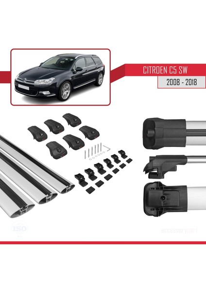 Citroen C5 Sw 2008-2018 Arası ile Uyumlu Ace-1 Ara Atkı Tavan Barı Gri 3 Adet Bar indirimleri