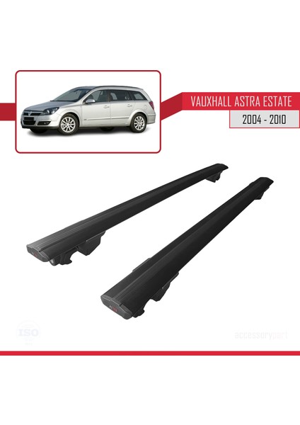 Vauxhall Astra Mk5 Estate 2004-2010 Arası ile Uyumlu Hook Model Anahtar Kilitli Ara Atkı Tavan Barı Siyah