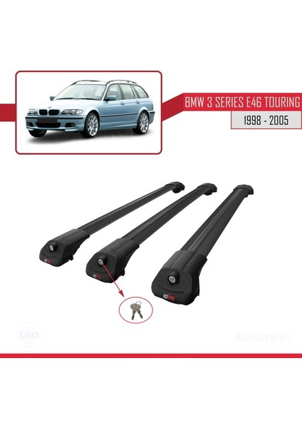 Bmw 3 Serisi (E46) Tourıng 1998-2005 Arası ile Uyumlu Ace-1 Ara Atkı Tavan Barı Siyah 3 Adet Bar fırsatları