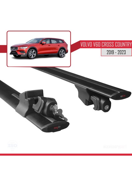 Volvo V60 Cross Country 2019 ve Sonrası ile Uyumlu Hook Model Anahtar Kilitli Ara Atkı Tavan Barı Siyah indirimleri