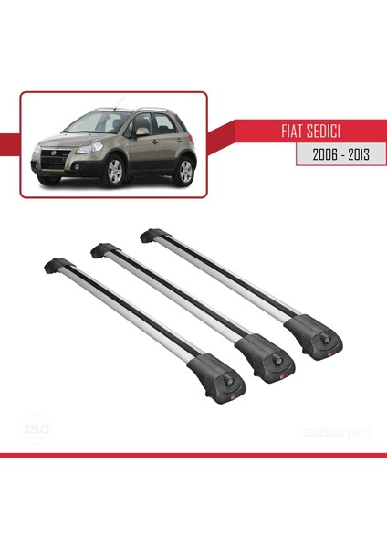 Fiat Sedici 2006-2013 Arası ile Uyumlu Ace-1 Ara Atkı Tavan Barı Gri 3 Adet Bar