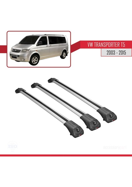 Volkswagen (T5) 2003-2015 Arası ile Uyumlu Ace-1 Ara Atkı Tavan Barı Gri 3 Adet Bar modelleri