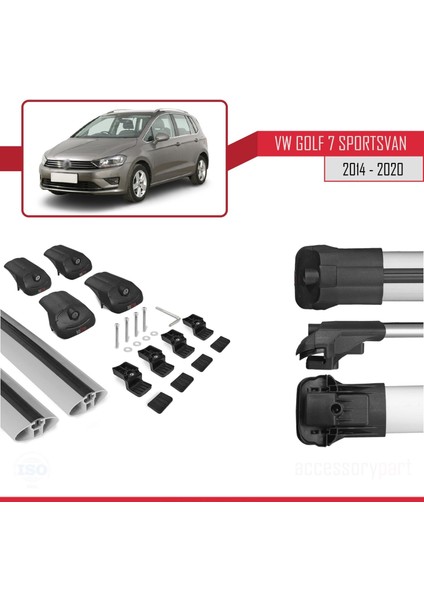 Volkswagen Golf 7 Sportsvan 2014-2020 Arası ile Uyumlu Ace-1 Ara Atkı Tavan Barı Gri indirimleri