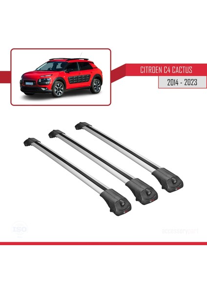 Citroen C4 Cactus 2014 ve Sonrası ile Uyumlu Ace-1 Ara Atkı Tavan Barı Gri 3 Adet Bar