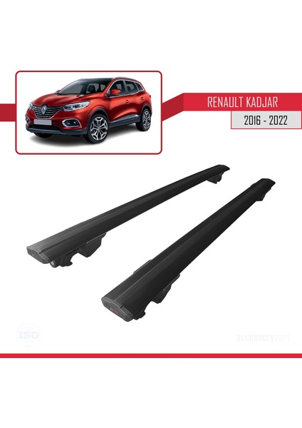 Renault Kadjar 2016-2022 Arası ile Uyumlu Hook Model Anahtar Kilitli Ara Atkı Tavan Barı Siyah modelleri