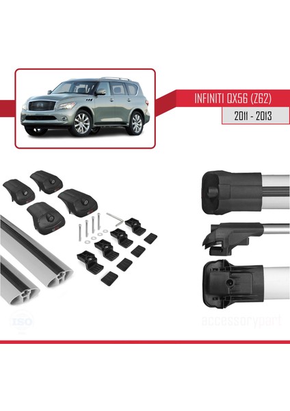 Infiniti QX56 Z62 2011-2013 Arası ile Uyumlu Ace-1 Ara Atkı Tavan Barı Gri indirimleri