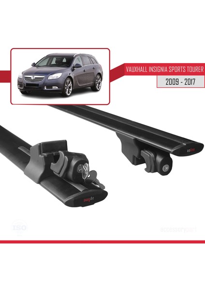 Vauxhall Insignia Sports Tourer 2009-2017 Arası ile Uyumlu Hook Model Anahtar Kilitli Ara Atkı Tavan Barı Siyah