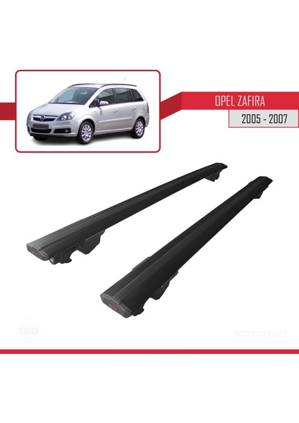 Opel Zafira 2005-2007 Arası ile Uyumlu Hook Model Anahtar Kilitli Ara Atkı Tavan Barı Siyah