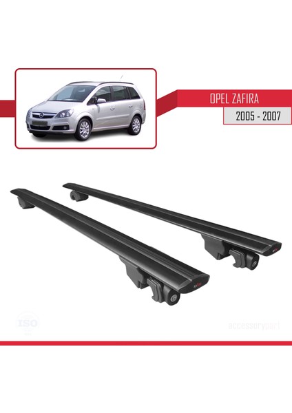 Opel Zafira 2005-2007 Arası ile Uyumlu Hook Model Anahtar Kilitli Ara Atkı Tavan Barı Siyah