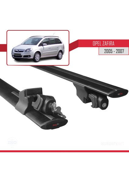 Opel Zafira 2005-2007 Arası ile Uyumlu Hook Model Anahtar Kilitli Ara Atkı Tavan Barı Siyah