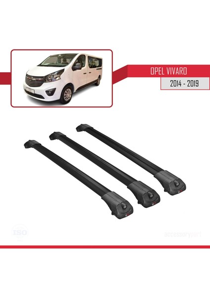 Opel Vivaro 2014-2019 Arası ile Uyumlu Ace-1 Ara Atkı Tavan Barı Siyah 3 Adet Bar