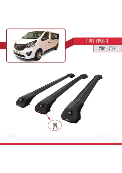 Opel Vivaro 2014-2019 Arası ile Uyumlu Ace-1 Ara Atkı Tavan Barı Siyah 3 Adet Bar