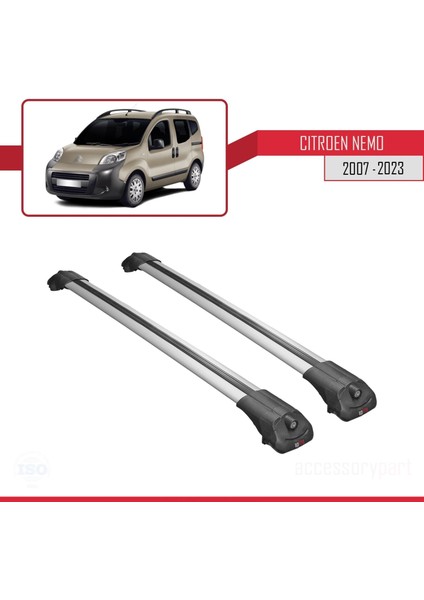 Citroen Nemo 2007 ve Sonrası ile Uyumlu Ace-1 Ara Atkı Tavan Barı Gri modelleri