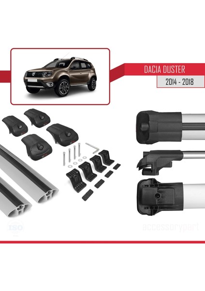 Dacia Duster 2014-2018 Arası ile Uyumlu Ace-1 Ara Atkı Tavan Barı Gri