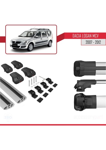 Dacia Logan Mcv 2007-2012 Arası ile Uyumlu Ace-1 Ara Atkı Tavan Barı Gri
