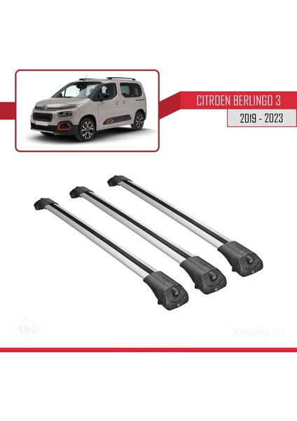 Citroen Berlingo 2019 ve Sonrası ile Uyumlu Ace-1 Ara Atkı Tavan Barı Gri 3 Adet Bar modelleri