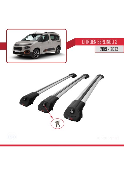 Citroen Berlingo 2019 ve Sonrası ile Uyumlu Ace-1 Ara Atkı Tavan Barı Gri 3 Adet Bar fırsatları