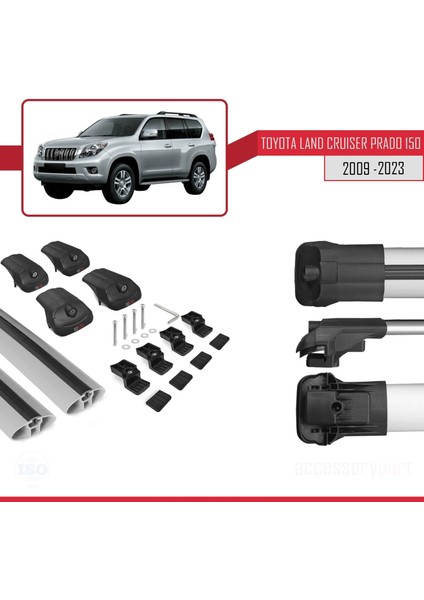 Toyota Land Cruiser Prado (J150) 2009 ve Sonrası ile Uyumlu Ace-1 Ara Atkı Tavan Barı Gri indirimleri