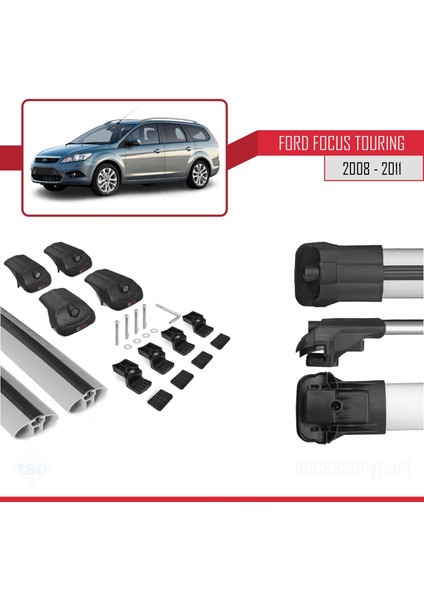 Ford Focus Tourıng 2008-2011 Arası ile Uyumlu Ace-1 Ara Atkı Tavan Barı Gri