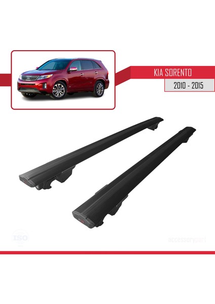 Kia Sorento 2010-2015 Arası ile Uyumlu Hook Model Anahtar Kilitli Ara Atkı Tavan Barı Siyah modelleri