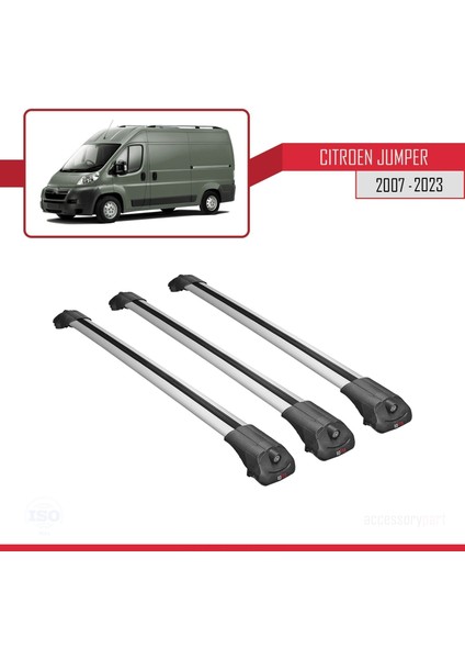 Citroen Jumper 2007 ve Sonrası ile Uyumlu Ace-1 Ara Atkı Tavan Barı Gri 3 Adet Bar