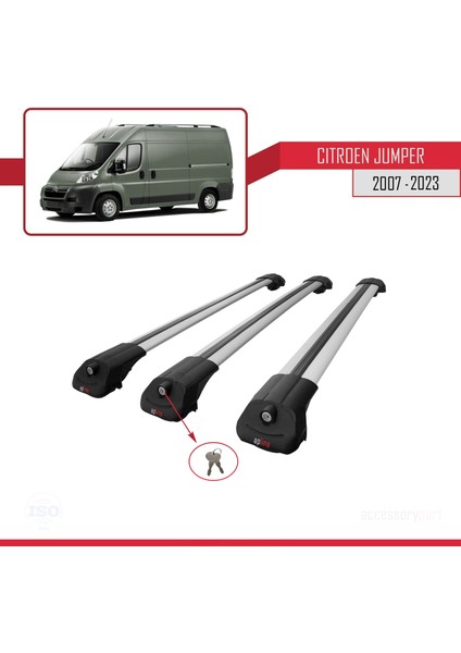 Citroen Jumper 2007 ve Sonrası ile Uyumlu Ace-1 Ara Atkı Tavan Barı Gri 3 Adet Bar