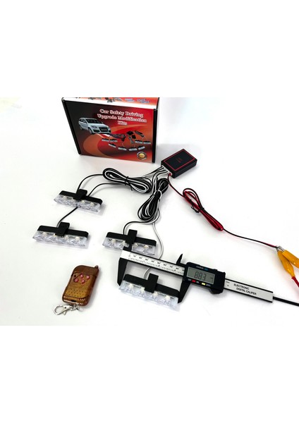 Mavi Kırmızı Beyaz Panjur Led 4lü Çakarlı Modlu Kumandalı 12v fiyatları