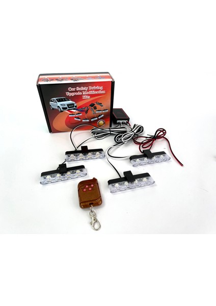 Mavi Kırmızı Beyaz Panjur Led 4lü Çakarlı Modlu Kumandalı 12v modelleri