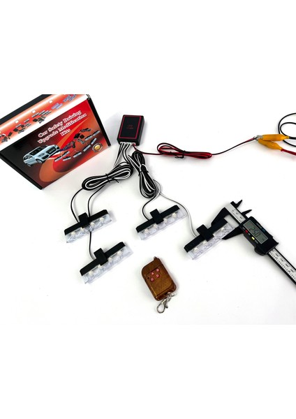 Mavi Kırmızı Beyaz Panjur Led 4lü Çakarlı Modlu Kumandalı 12v fırsatları