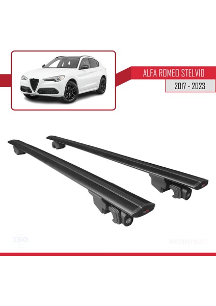 Alfa Romeo Stelvio 2017 ve Sonrası ile Uyumlu Hook Model Anahtar Kilitli Ara Atkı Tavan Barı Siyah fırsatları