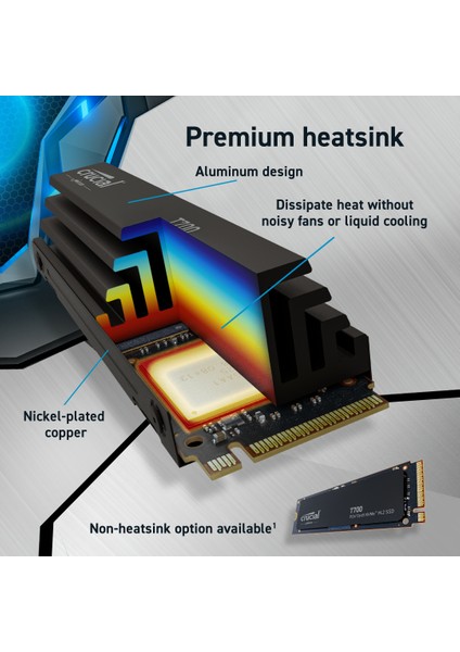 SSD Crucial T710 1 To PCIe Gen5 NVMe M.2 - Vitesse Jusqu'à 14 900 Mo/s, Avec Dissipateur Thermique
