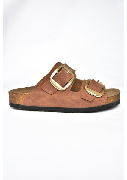 P777517402 Taba Süet Çift Bantlı Kadın Terlik indirimleri