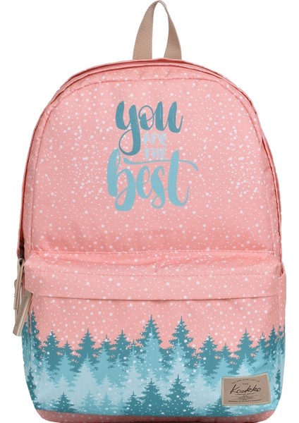 Su Geçirmez Çok Gözlü Kız Çocuk Seyahat Okul Sırt Çantası Pudra K1467