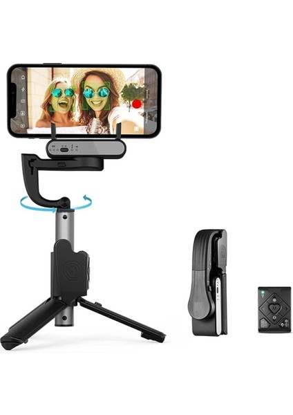 Akıllı Telefonlar Için Gimbal Stabilizator Ultra Hafif 195 Gram Dahili Batarya 460 Mah 360 Derece Dönebilen Başlık Android iPhone Gimbal Katlanabilir Video Kaydı Için Sabitleyici Isteady Q