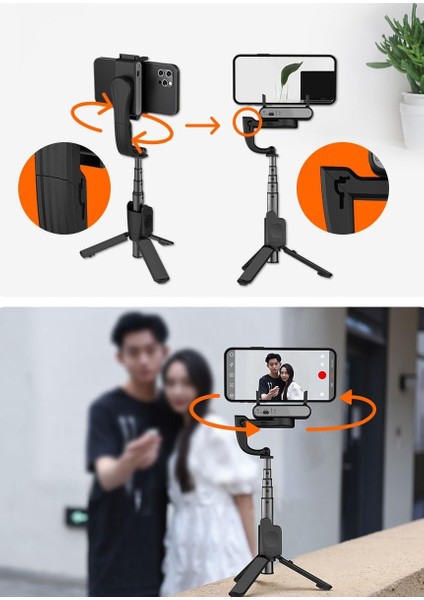 Akıllı Telefonlar Için Gimbal Stabilizator Ultra Hafif 195 Gram Dahili Batarya 460 Mah 360 Derece Dönebilen Başlık Android iPhone Gimbal Katlanabilir Video Kaydı Için Sabitleyici Isteady Q