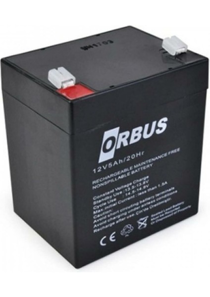 12 Volt 5 Amper Akü Orbus 90X70X101