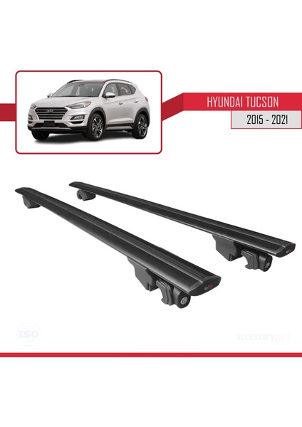 Hyundai Tucson 2015-2021 Arası ile Uyumlu Hook Model Anahtar Kilitli Ara Atkı Tavan Barı Siyah fırsatları